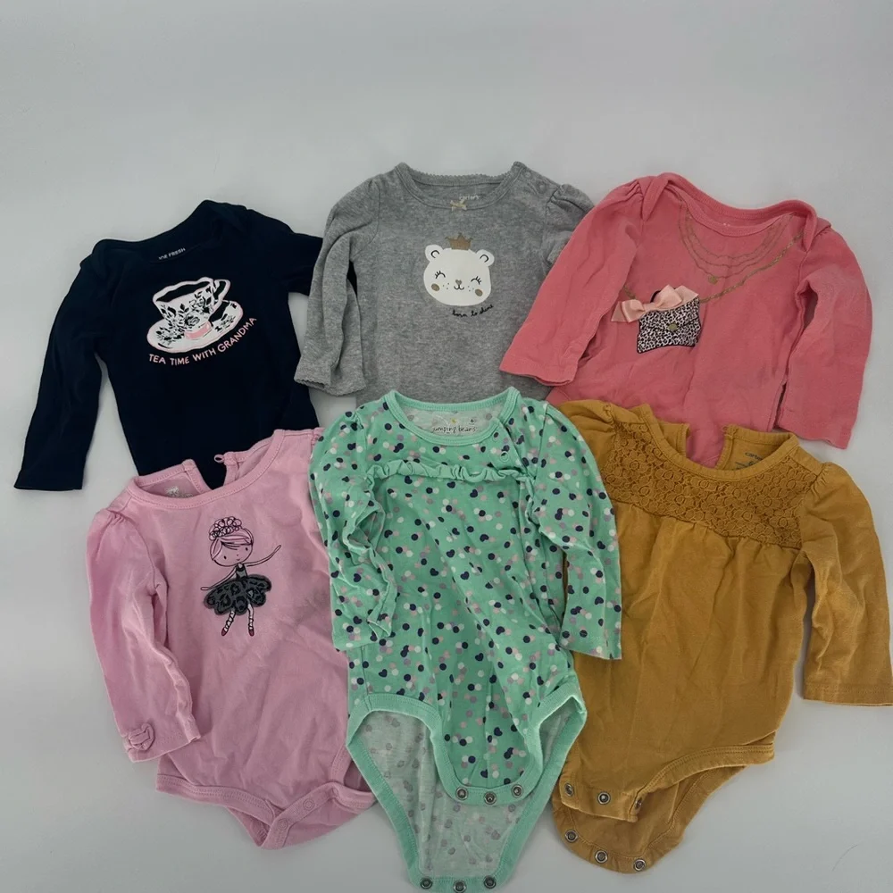 Lot of 6 Bodysuits Long Sleeve baby Girl 3-6 Months baby infant